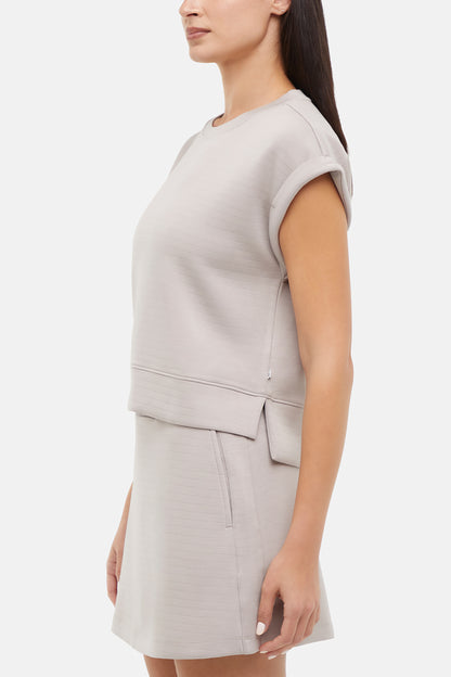 Becky Short Sleeve Crew Neck Top, alternate angle view, showing visible design features and texture of the soft knit fabric.