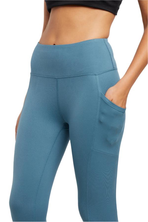 Drew Side Pocket Tummy Control Mid Calf Capri - Tapestry, close-up view of fabric and stitching, showing visible design features and texture of the.. 