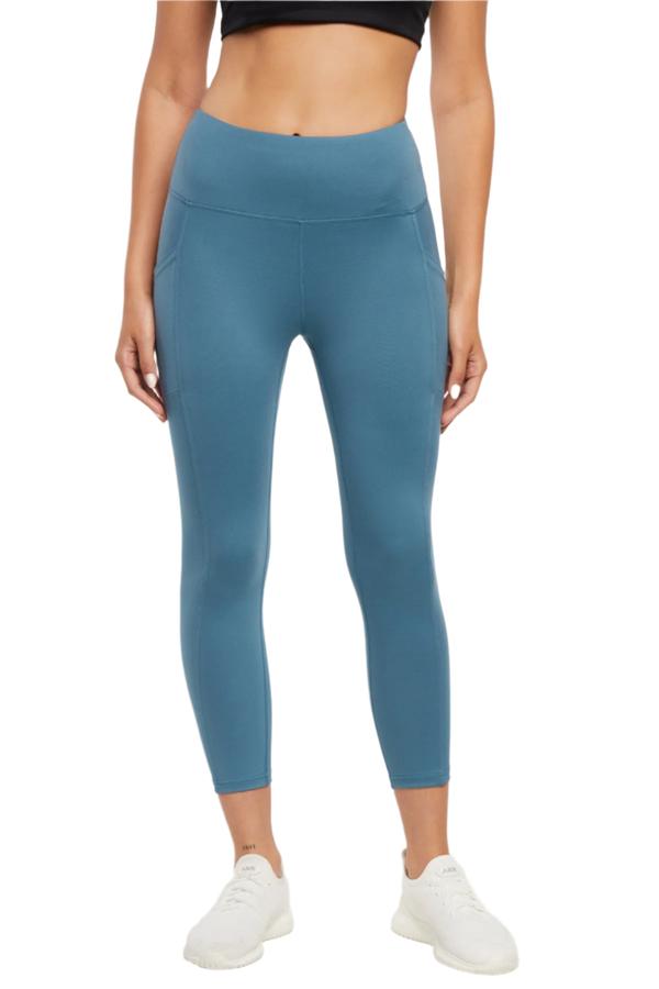 Drew Side Pocket Tummy Control Mid Calf Capri - Tapestry, alternate angle view, showing visible design features and texture of the soft knit fabric.. 