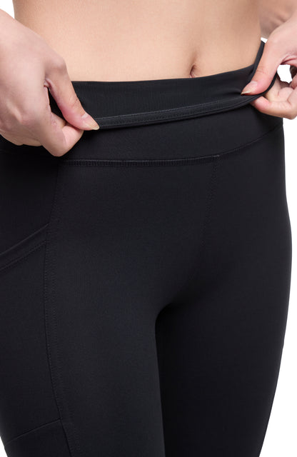 Drew Side Pocket Tummy Control Mid Calf Capri, alternate angle view, showing visible design features and texture of the soft knit fabric. 