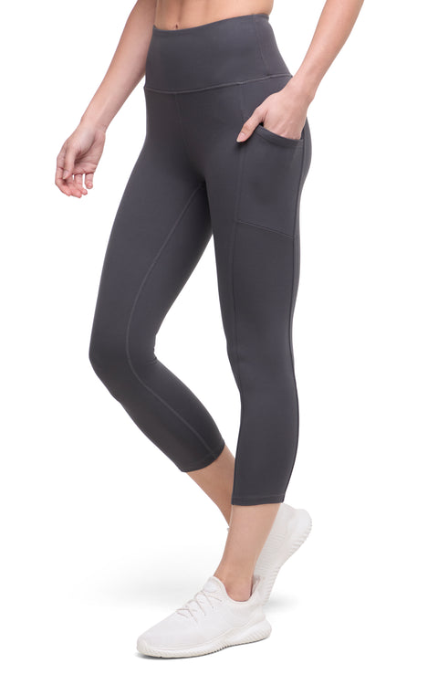 Drew Side Pocket Tummy Control Mid Calf Capri - Forged Iron