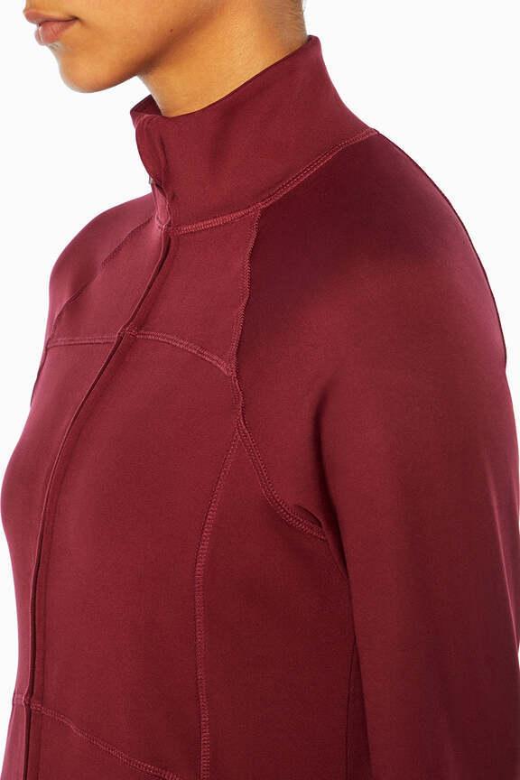 Revival Jacket, alternate angle view, showing visible design features and texture of the smooth woven fabric.. 