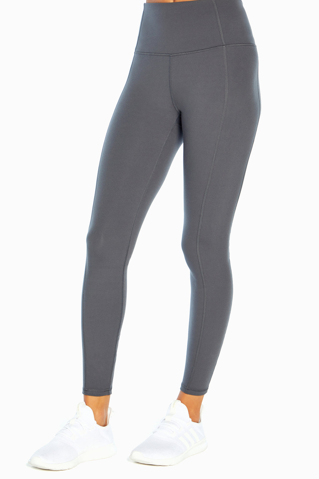 Olivia High Rise Tummy Control Legging - Turbulence, alternate angle view, showing visible design features and texture of the stretch knit fabric..