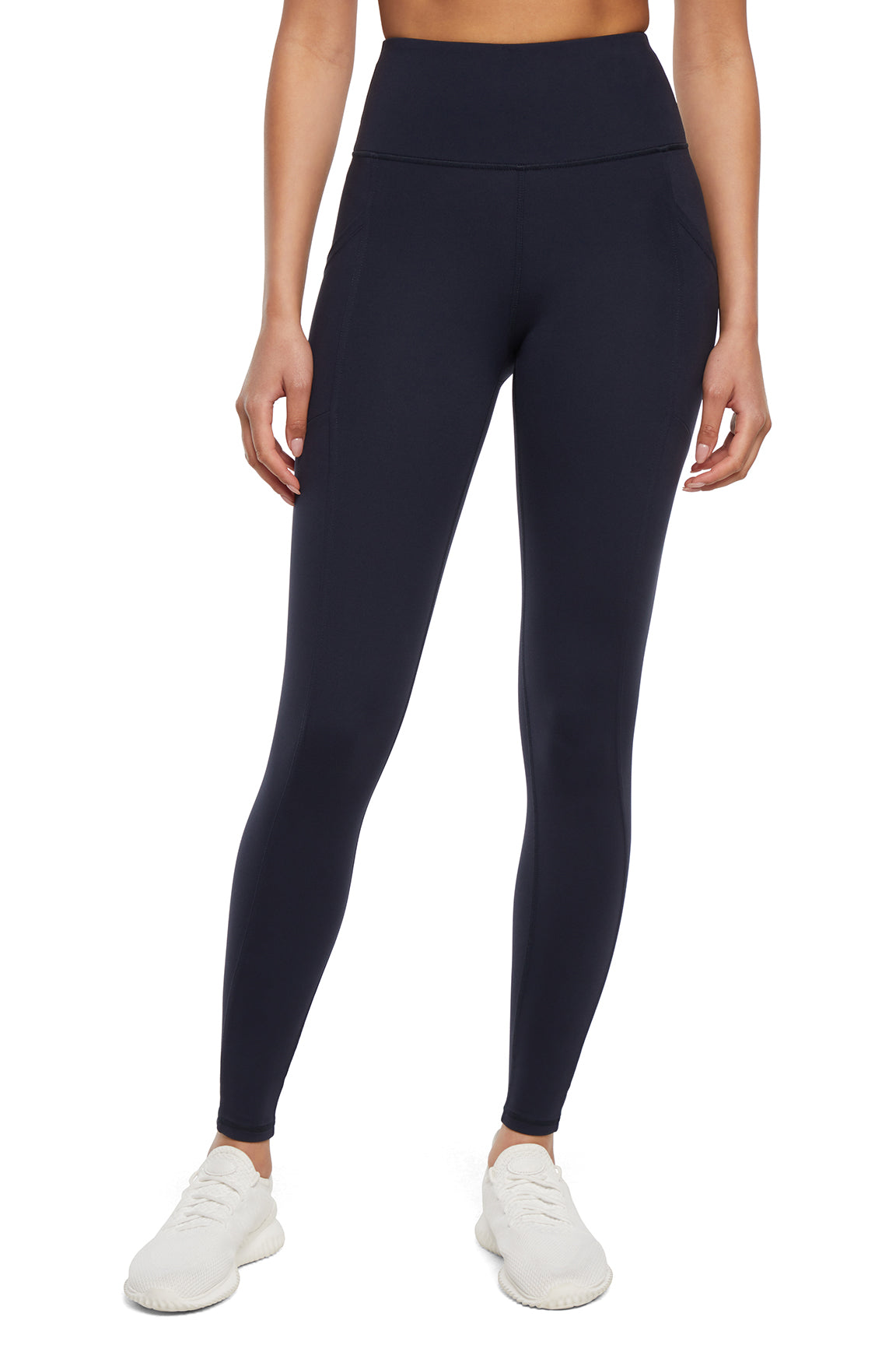 Cameron Side Pocket Tummy Control Legging, alternate angle view, showing visible design features and texture of the stretch knit fabric.. 