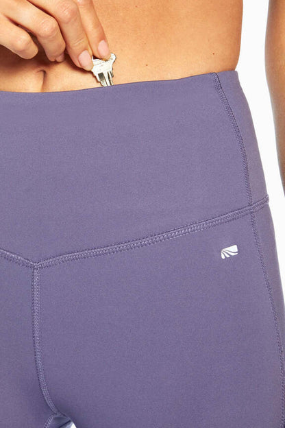 Contour Ankle Legging, alternate angle view, showing visible design features and texture of the stretch knit fabric.. 