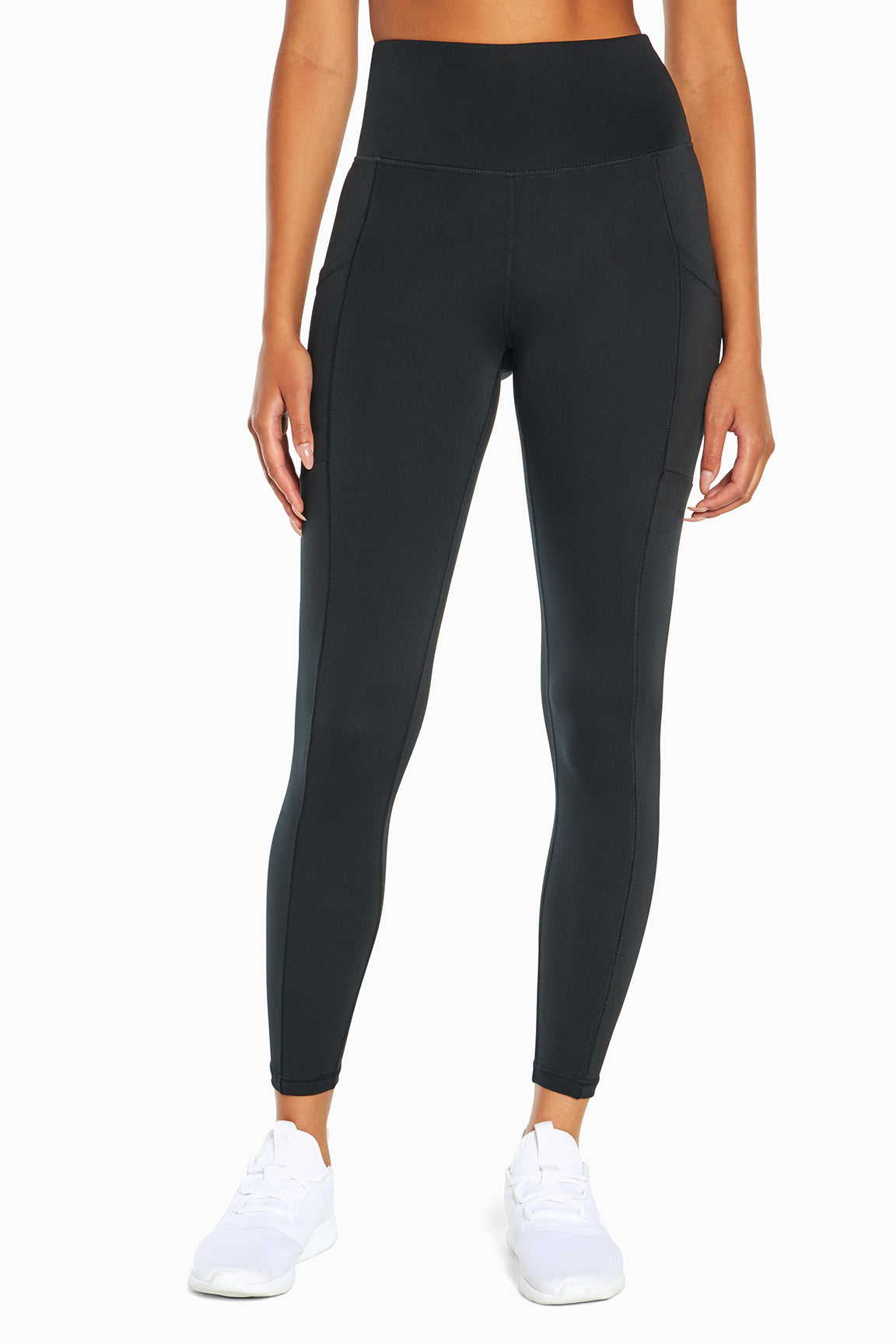 Talia Side Pocket Tummy Control Legging, alternate angle view, showing visible design features and texture of the stretch knit fabric.. 