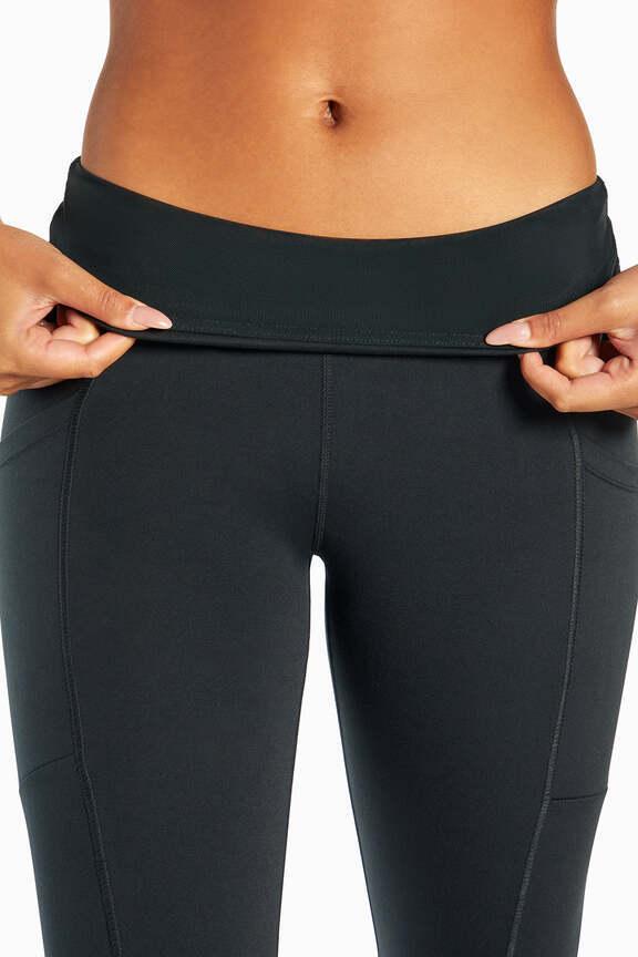 Talia Side Pocket Tummy Control Legging, alternate angle view, showing visible design features and texture of the stretch knit fabric.. 