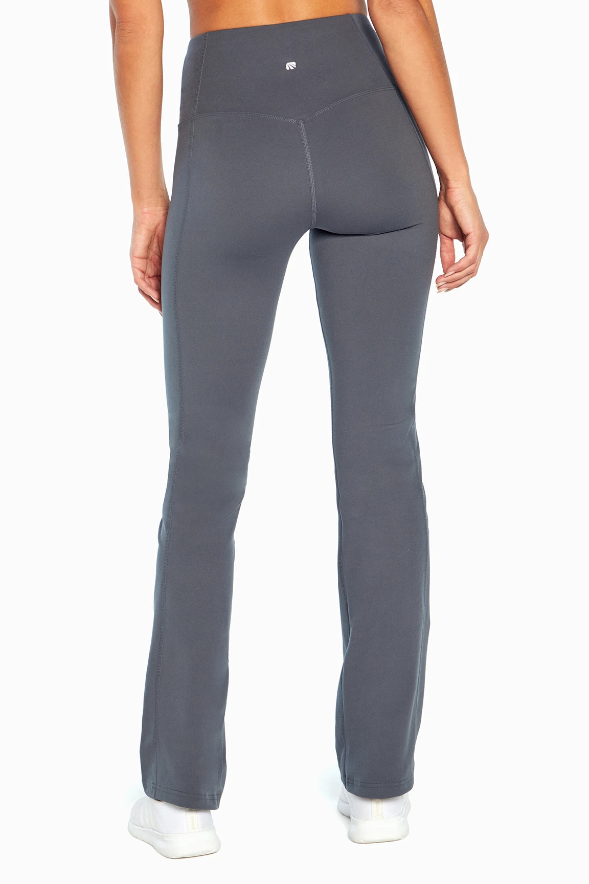 Sophia High Rise Tummy Control Slim Boot Pants - Turbulence, close-up view of fabric and stitching, showing visible design features and texture of.. 