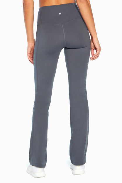 Sophia High Rise Tummy Control Slim Boot Pants - Turbulence, close-up view of fabric and stitching, showing visible design features and texture of.. 