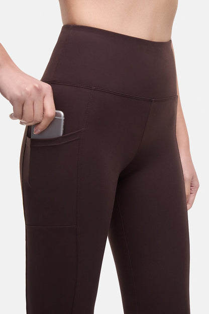 Eclipse Side Pocket Tummy Control Yoga Pant - Black Coffee