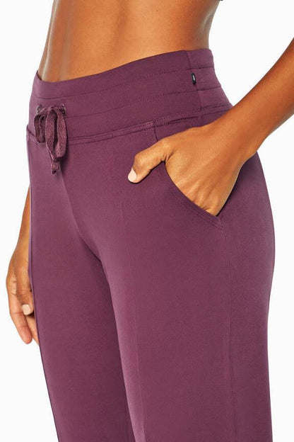 Mona Jogger, alternate angle view, showing visible design features and texture of the soft knit fabric.. 