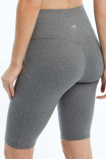 Olivia Side Pocket Tummy Control Bermuda Shorts, alternate angle view, showing visible design features and texture of the soft knit fabric.. 