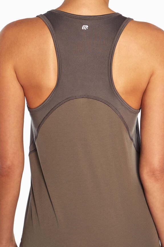Renata Tank, alternate angle view, showing visible design features and texture of the soft knit fabric.. 