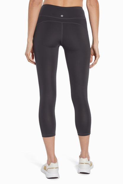 Active Basic Capri, alternate angle view, showing visible design features and texture of the soft knit fabric.. 