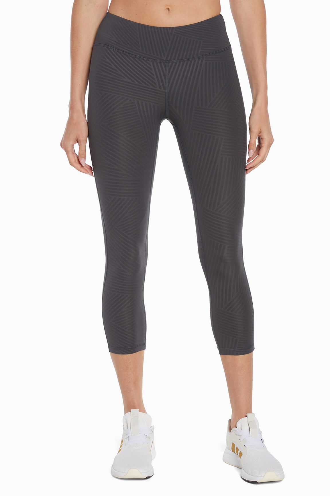 Active Basic Capri, alternate angle view, showing visible design features and texture of the soft knit fabric.. 