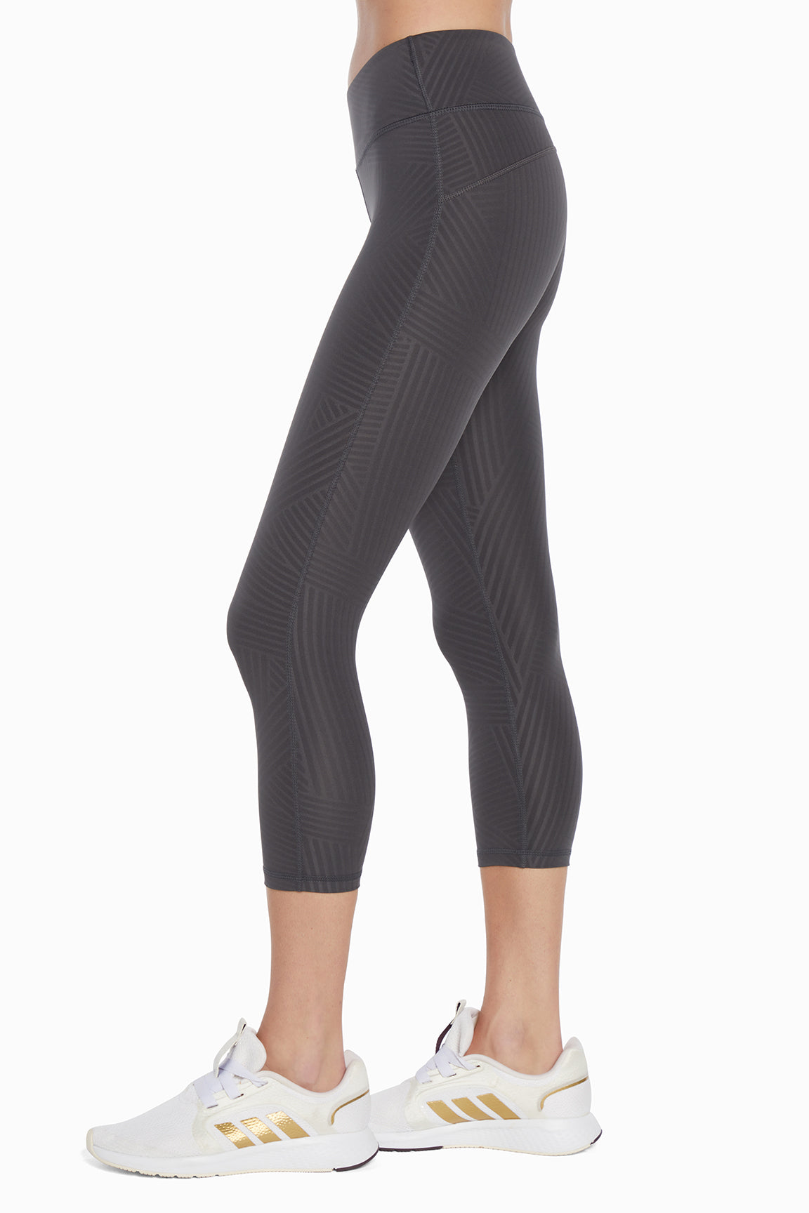 Active Basic Capri, alternate angle view, showing visible design features and texture of the soft knit fabric.. 
