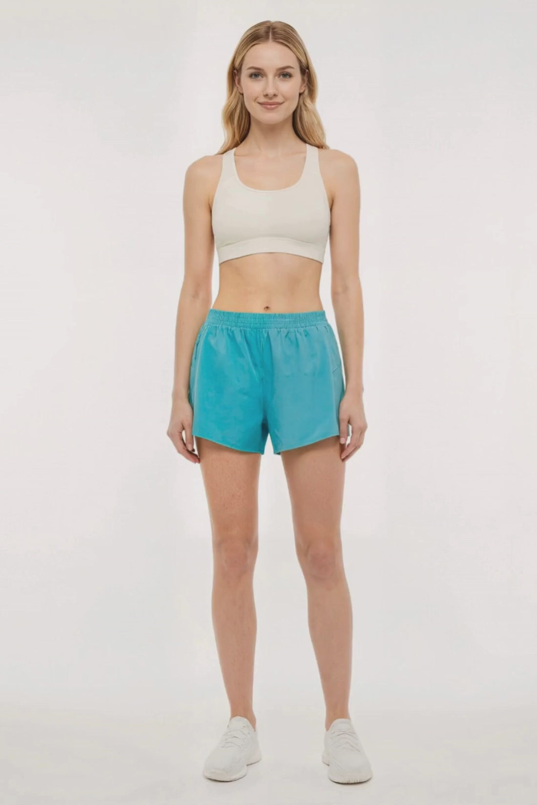 Victoria Short - Agate Green, alternate angle view, showing visible design features and texture of the soft knit fabric.