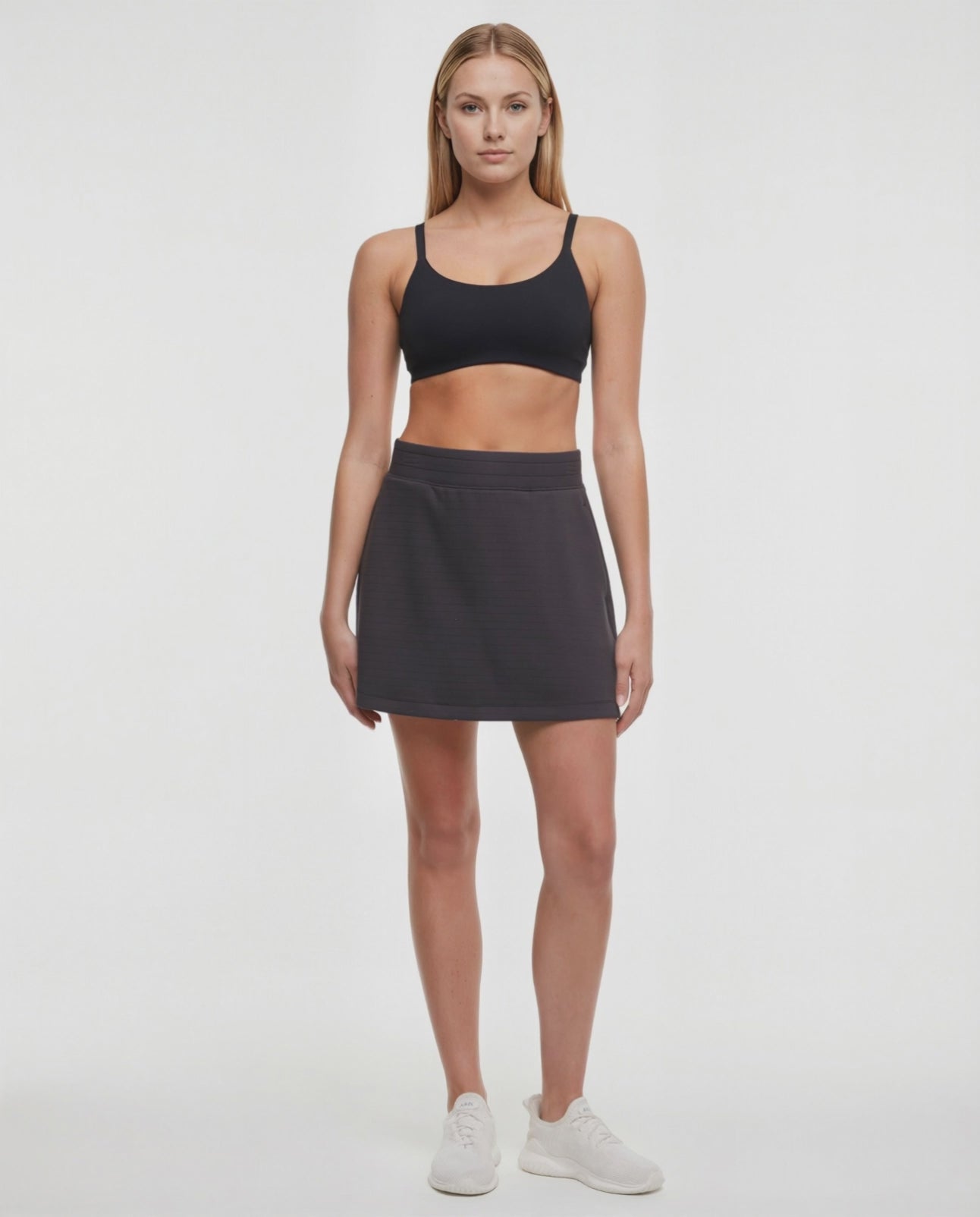 Becky Skirt, alternate angle view, showing visible design features and texture of the soft knit fabric. #color_phantom