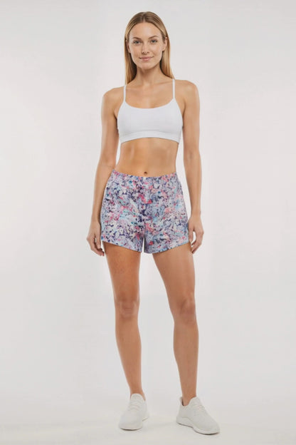 Victoria Short - Pink Flambe Digital Pieces, alternate angle view, showing visible design features and texture of the soft knit fabric.