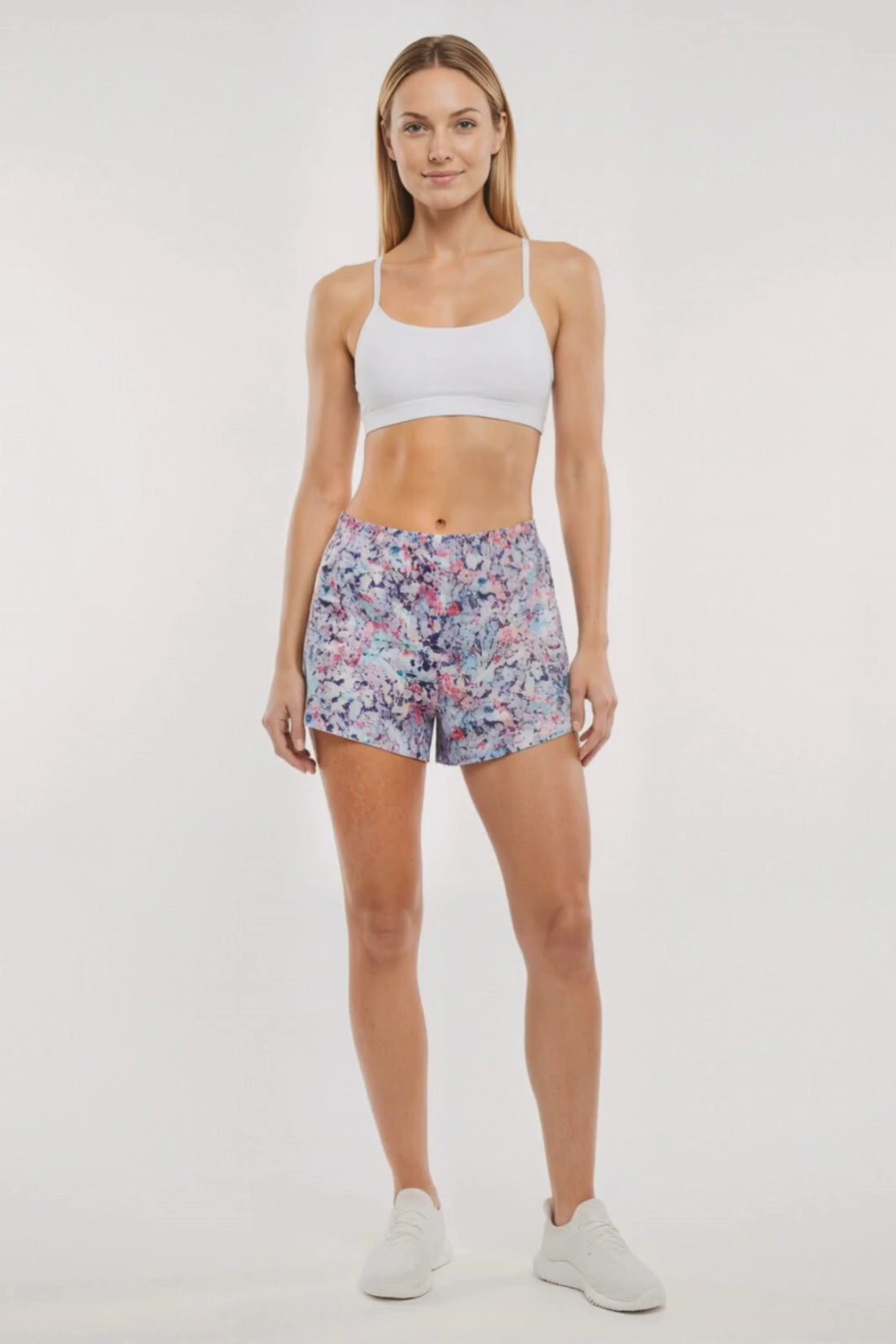 Victoria Short - Pink Flambe Digital Pieces, alternate angle view, showing visible design features and texture of the soft knit fabric.