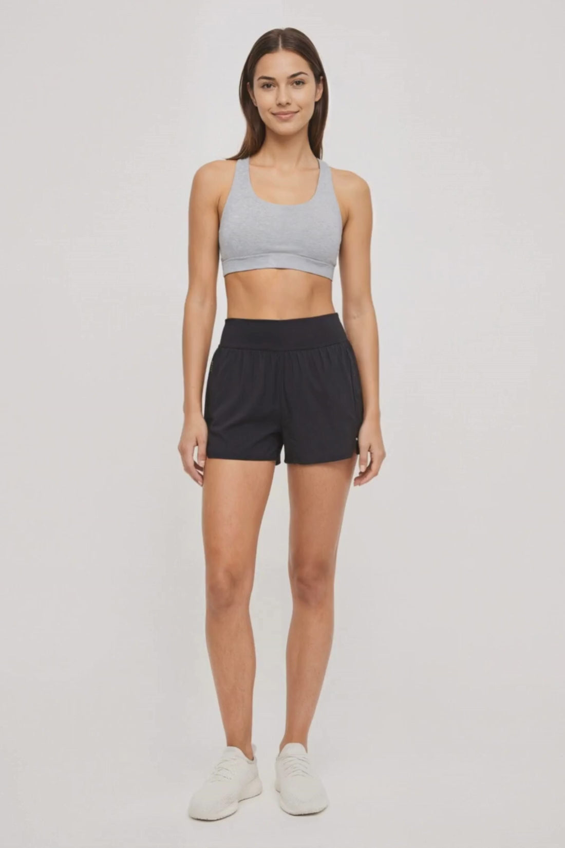 Stassi Woven Short, alternate angle view, showing visible design features and texture of the soft knit fabric. #color_black