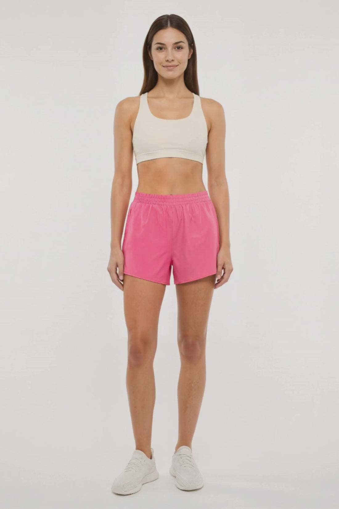 Victoria Short - Pink Flambe, alternate angle view, showing visible design features and texture of the soft knit fabric.