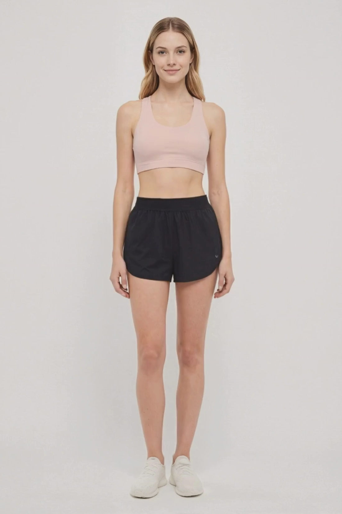 Flora Woven Short, alternate angle view, showing visible design features and texture of the soft knit fabric. #color_black