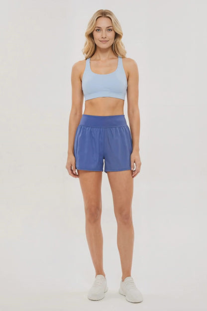 Stassi Woven Short, alternate angle view, showing visible design features and texture of the soft knit fabric.. 