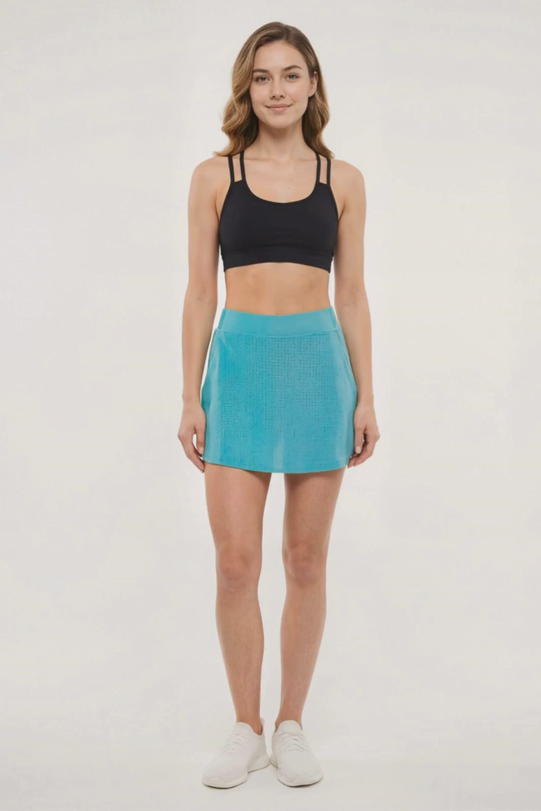 Hazel Woven Skort, alternate angle view, showing visible design features and texture of the soft knit fabric. 