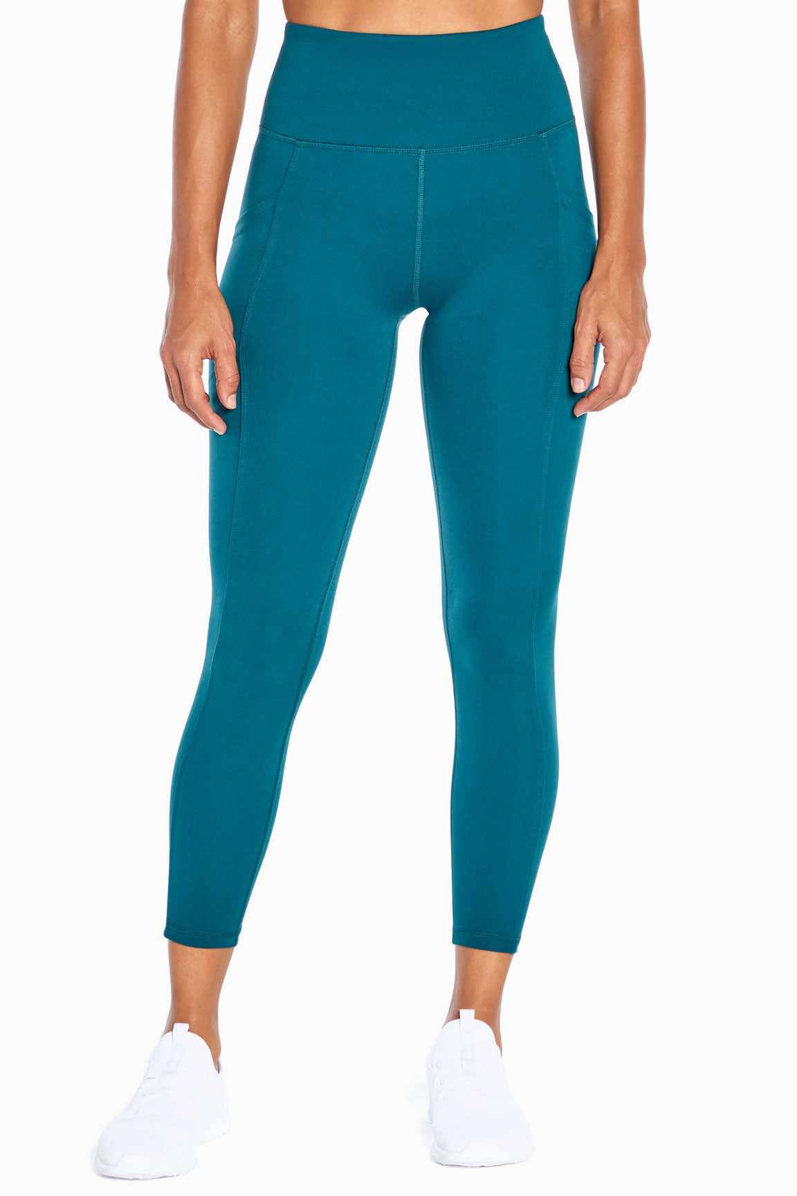 Balance Collection Eclipse Side Pocket Ankle Legging, alternate angle view, showing visible design features and texture of the stretch knit fabric.. 