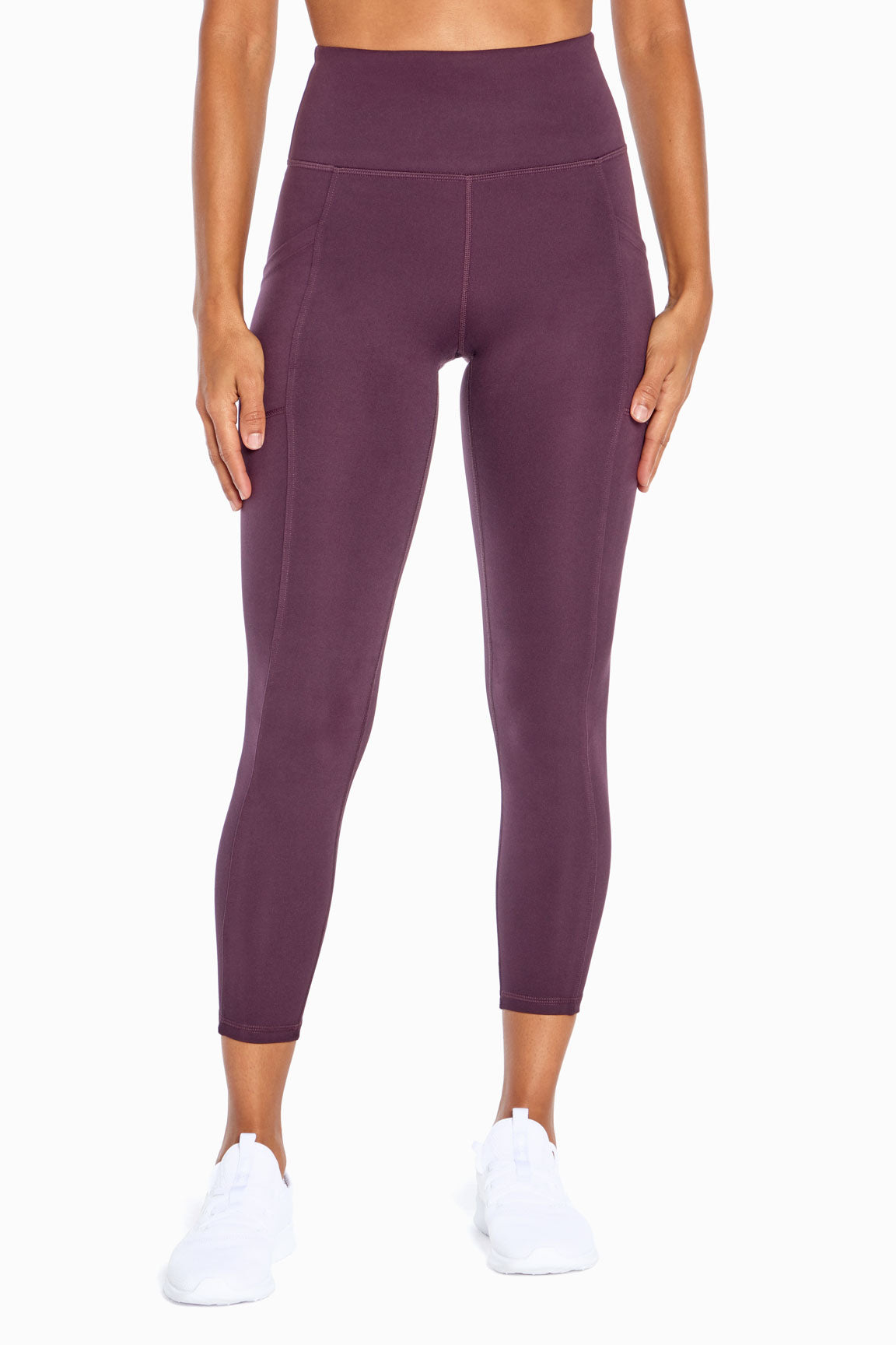 Balance Collection Eclipse Side Pocket Ankle Legging, alternate angle view, showing visible design features and texture of the stretch knit fabric.. 