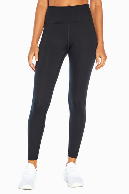 Balance Collection Easy Legging, alternate angle view, showing visible design features and texture of the stretch knit fabric.. 