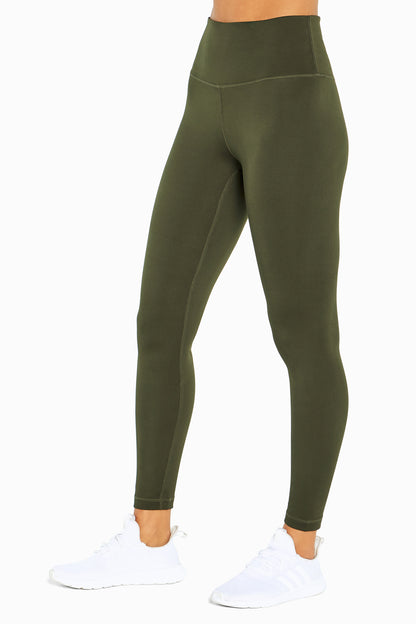 Balance Collection Easy Legging, alternate angle view, showing visible design features and texture of the stretch knit fabric.. 