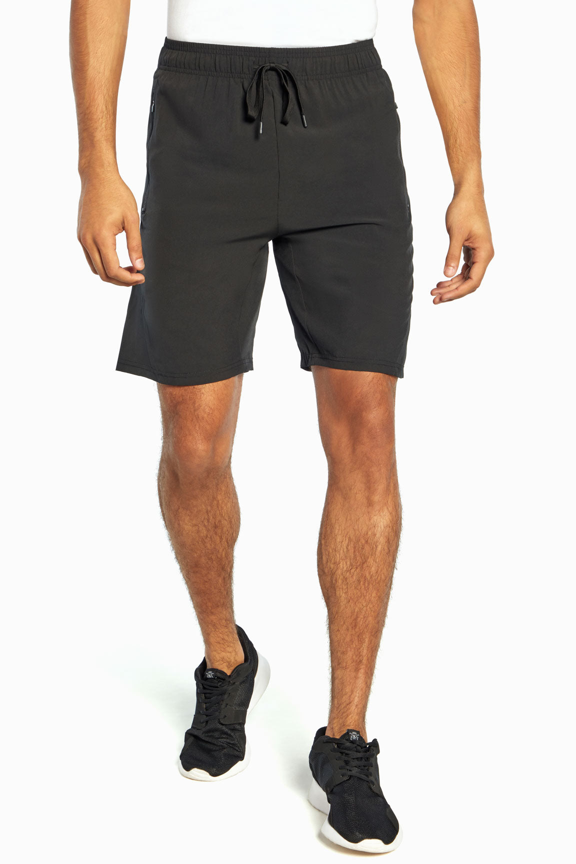 Balance Collection For Men Energy Black Short, front view, showing visible design features and texture of the soft knit fabric. #color_black